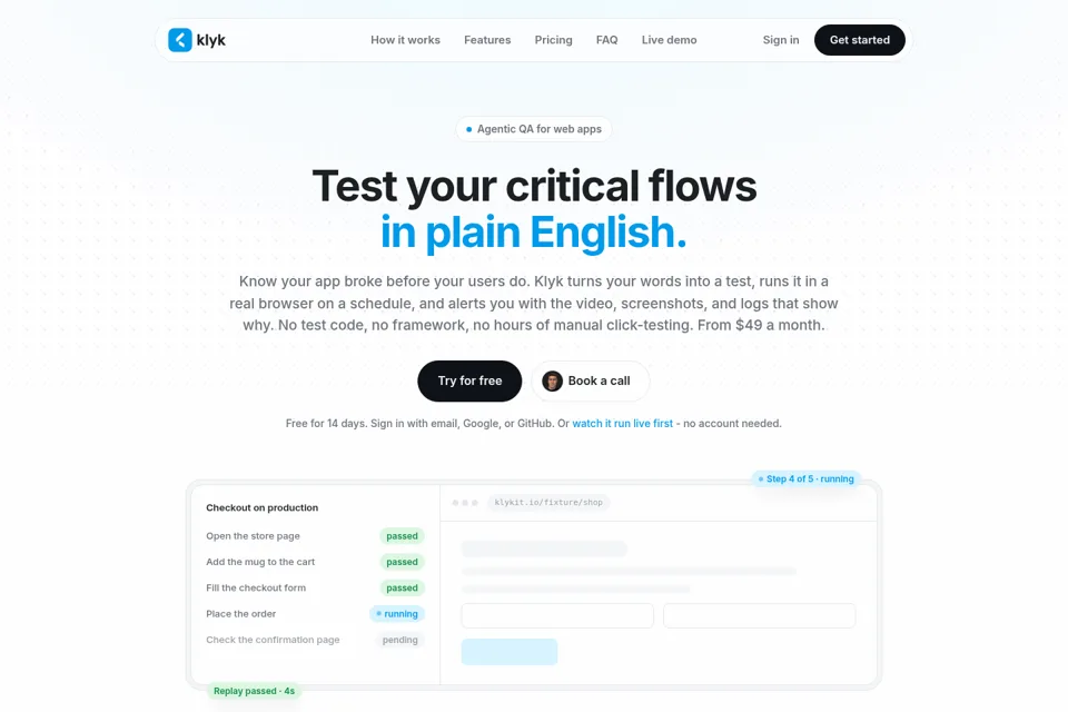 Aperçu de la landing page