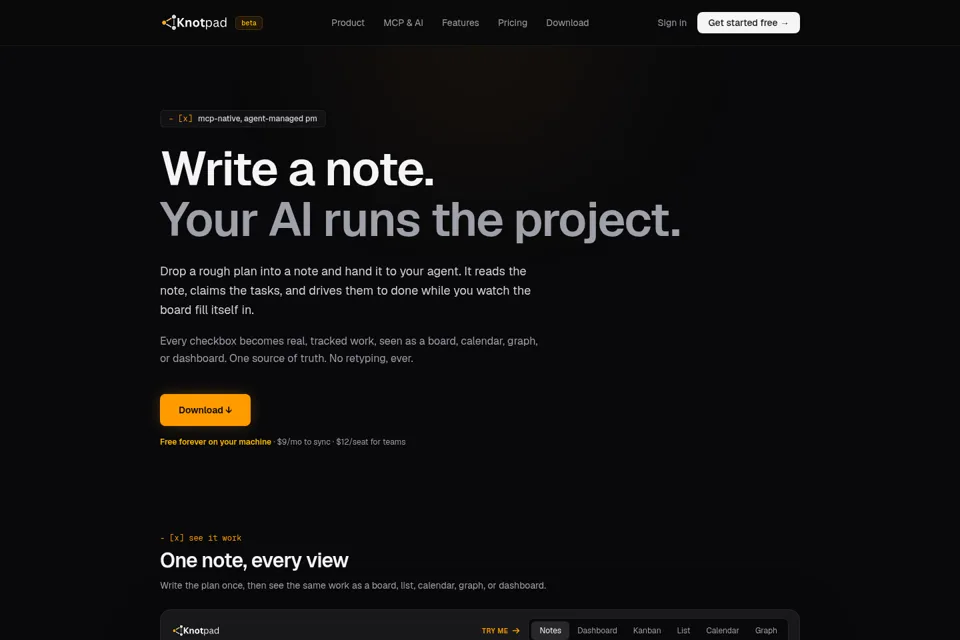 Aperçu de la landing page