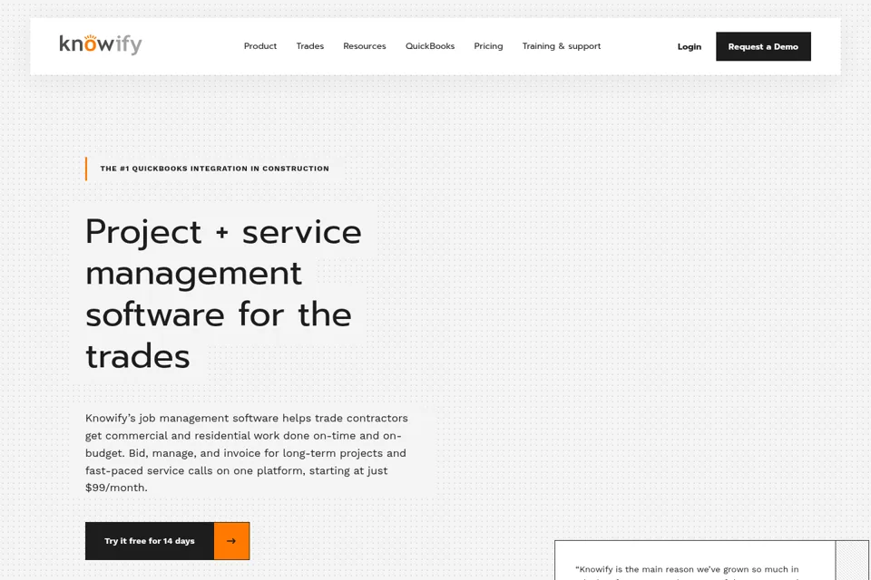 Aperçu de la landing page