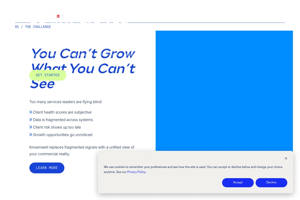 Aperçu de la landing page