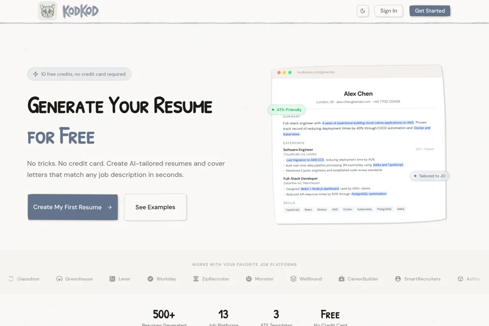 Aperçu de la landing page