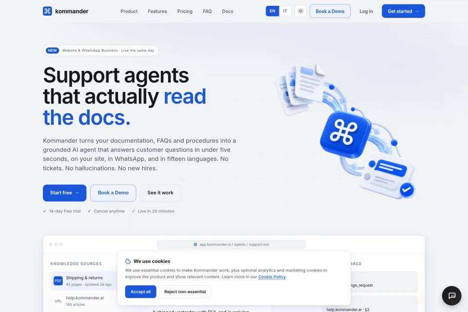 Aperçu de la landing page