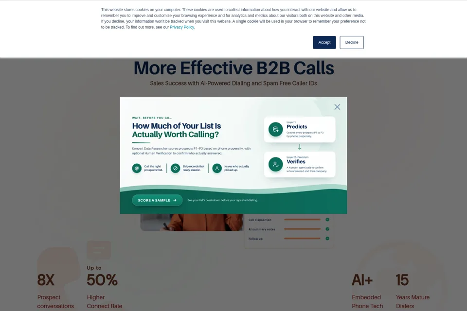 Aperçu de la landing page
