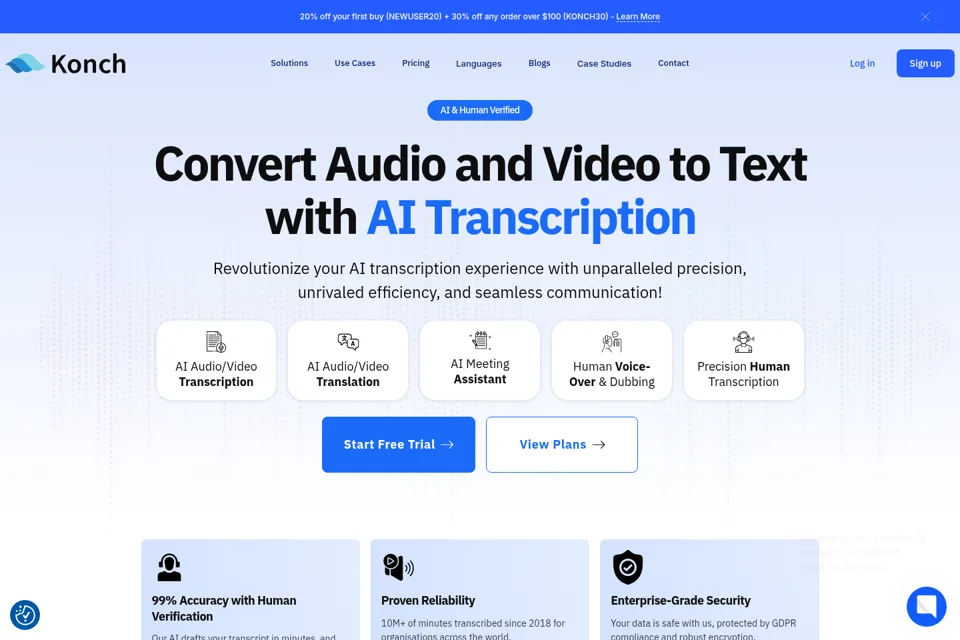 Aperçu de la landing page
