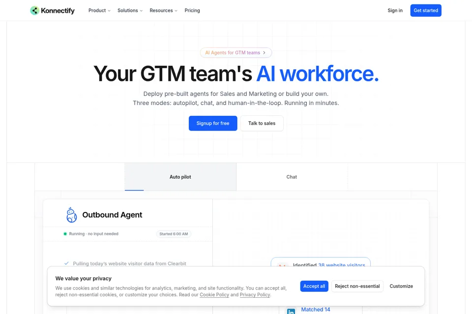 Aperçu de la landing page