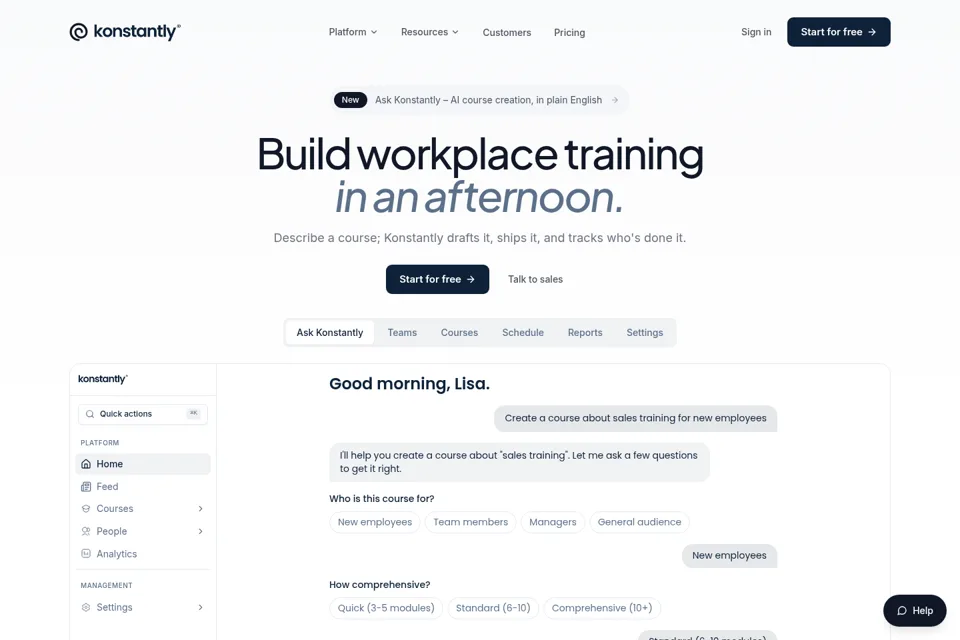 Landing page preview