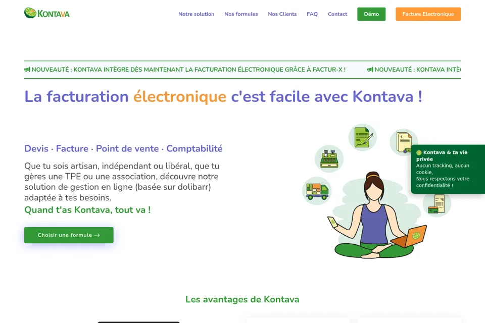 Aperçu de la landing page