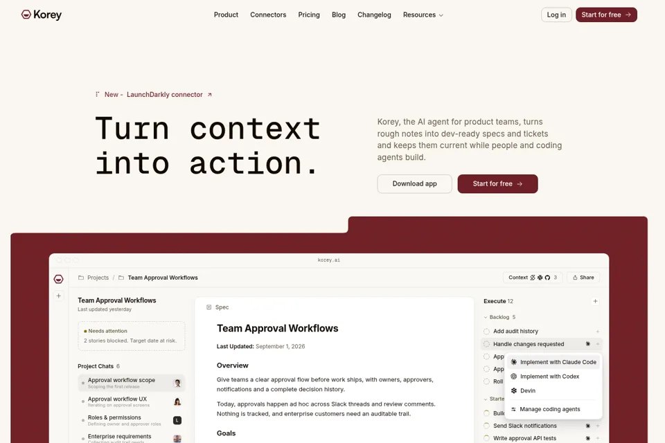 Aperçu de la landing page