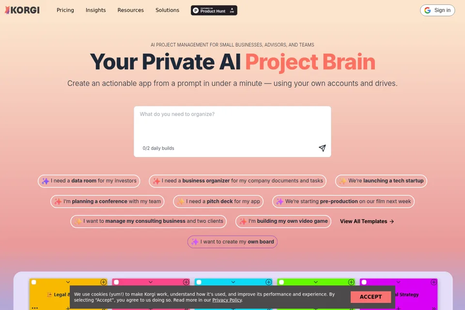 Landing page preview