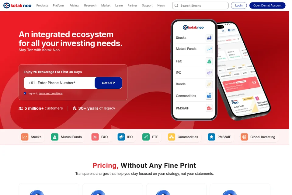 Aperçu de la landing page