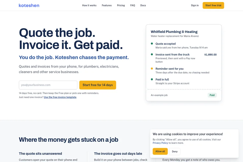 Aperçu de la landing page