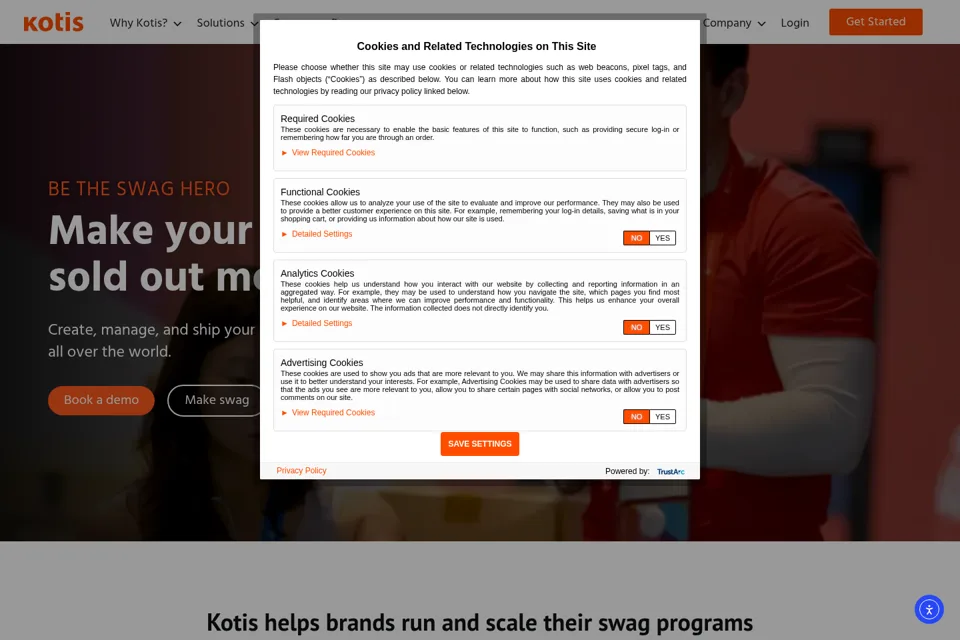 Aperçu de la landing page
