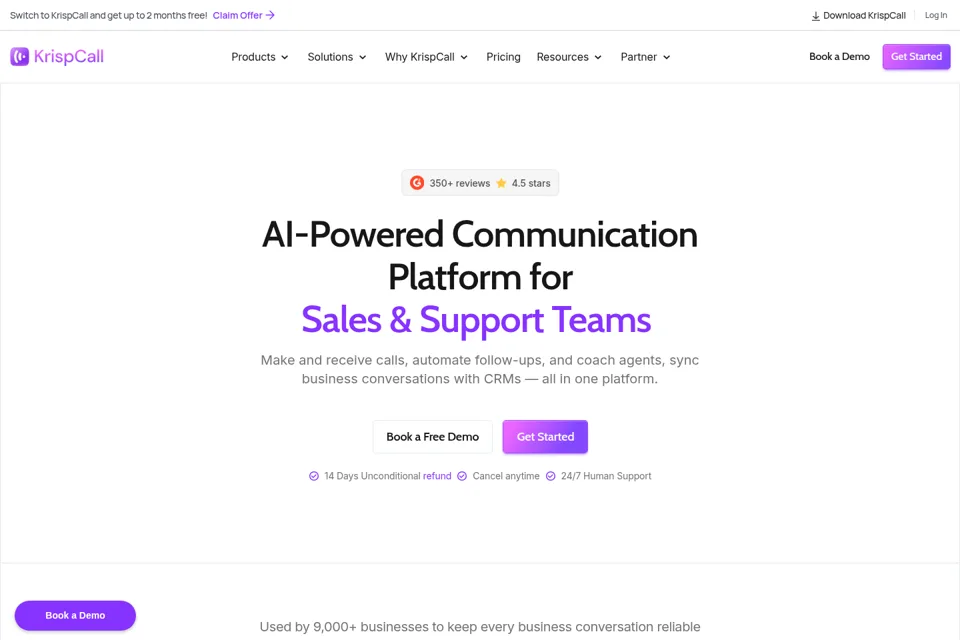 Aperçu de la landing page