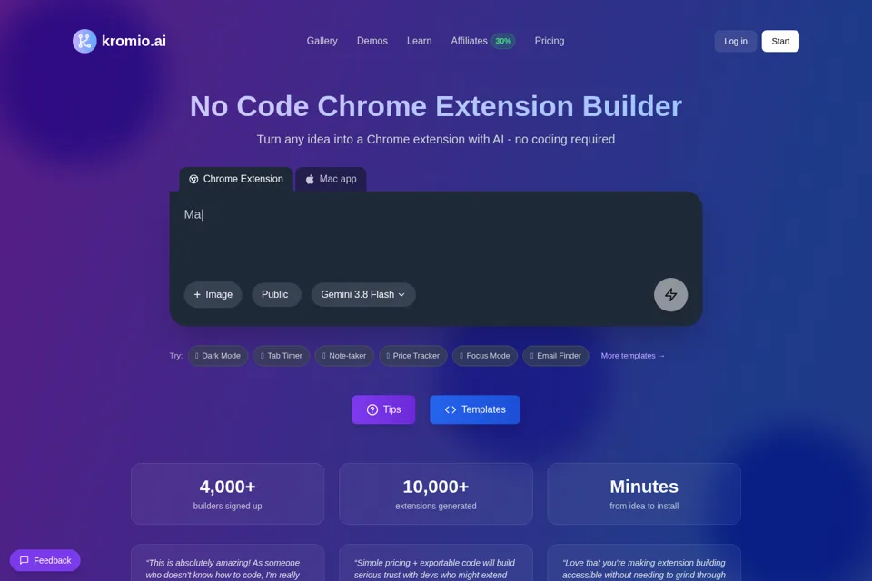 Landing page preview