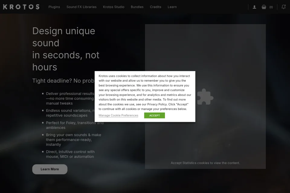 Aperçu de la landing page