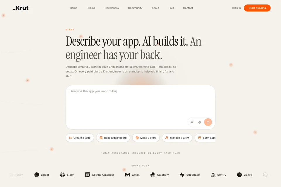 Aperçu de la landing page