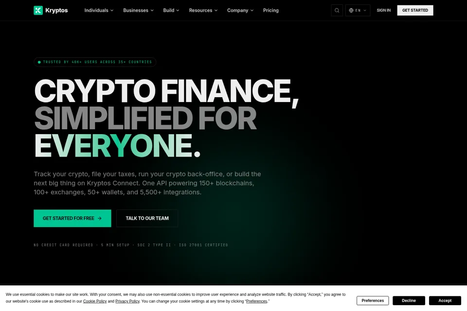 Aperçu de la landing page