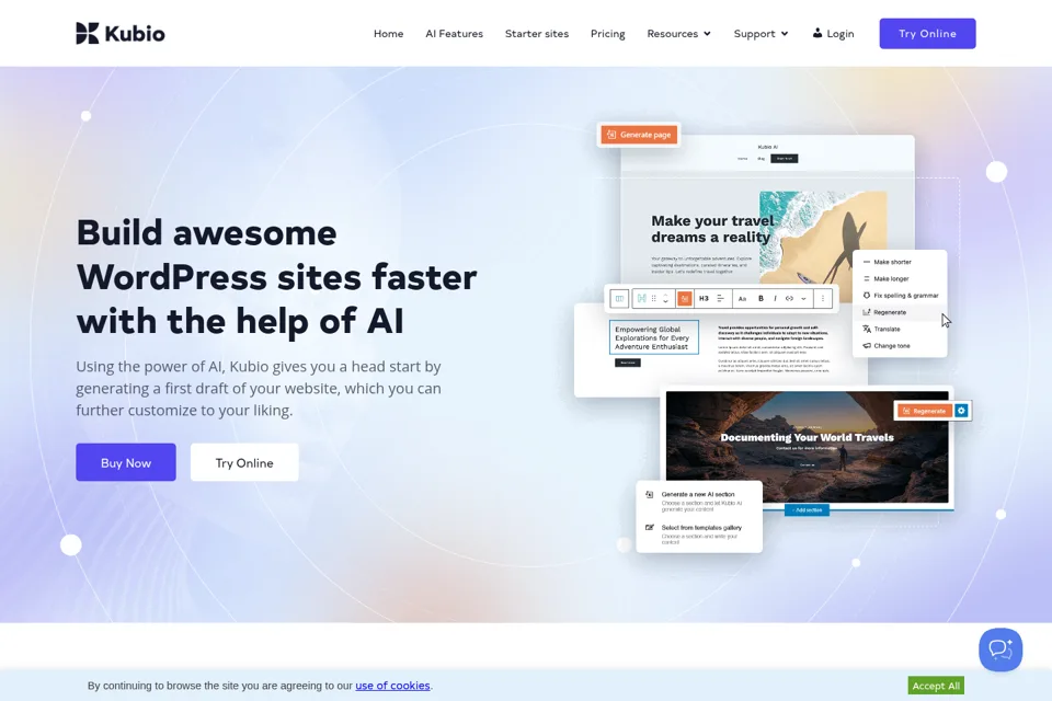Aperçu de la landing page