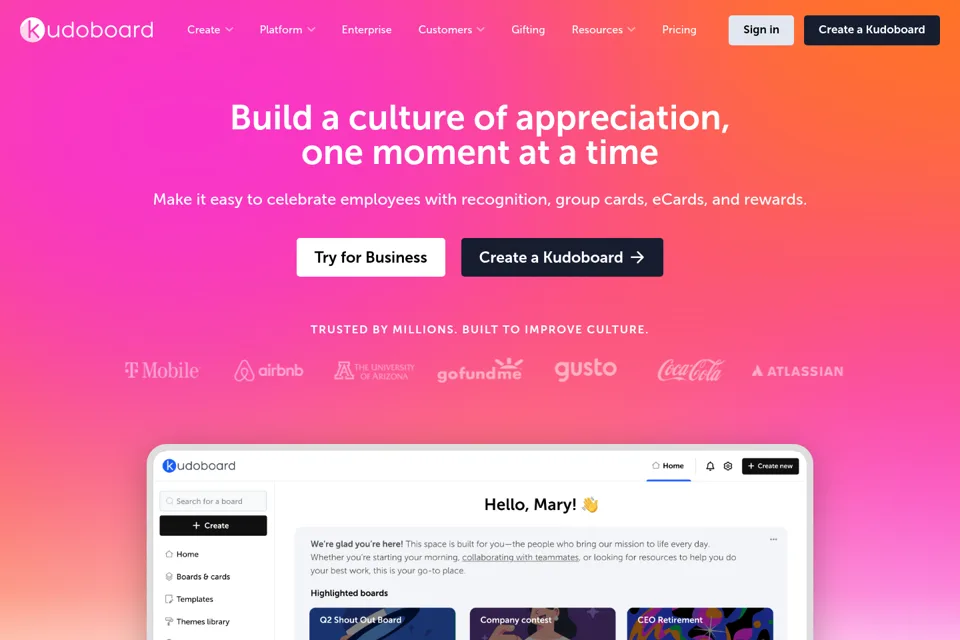 Aperçu de la landing page