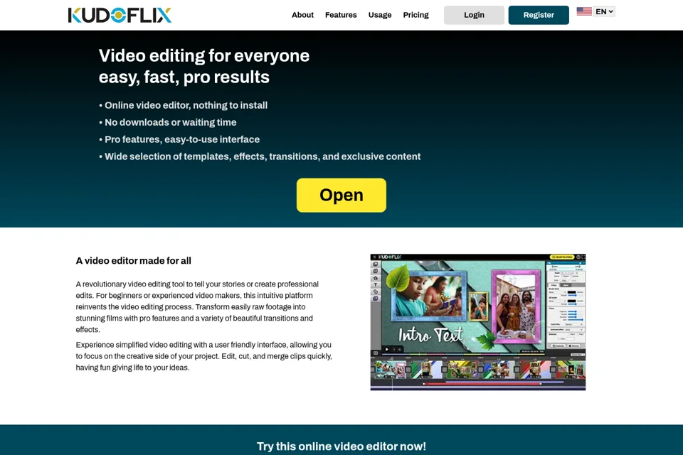 Aperçu de la landing page