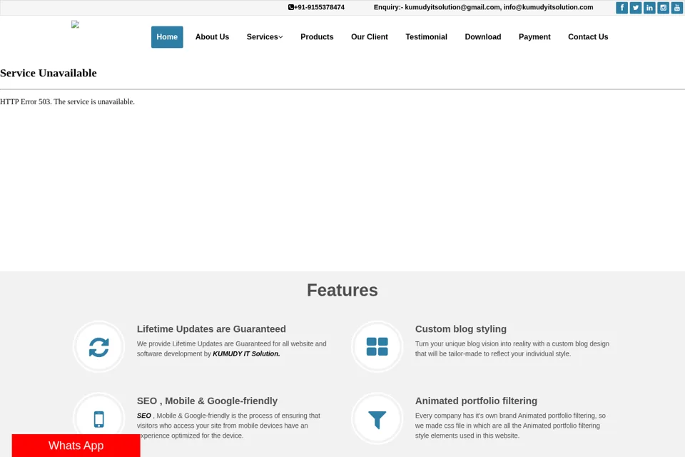 Aperçu de la landing page