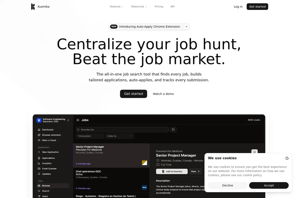 Aperçu de la landing page