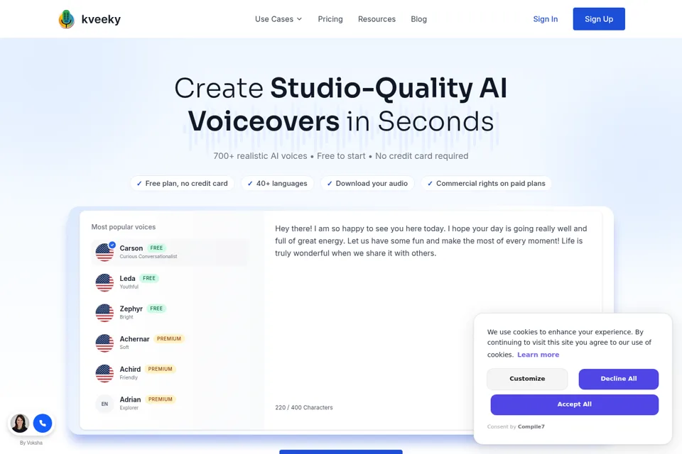 Aperçu de la landing page