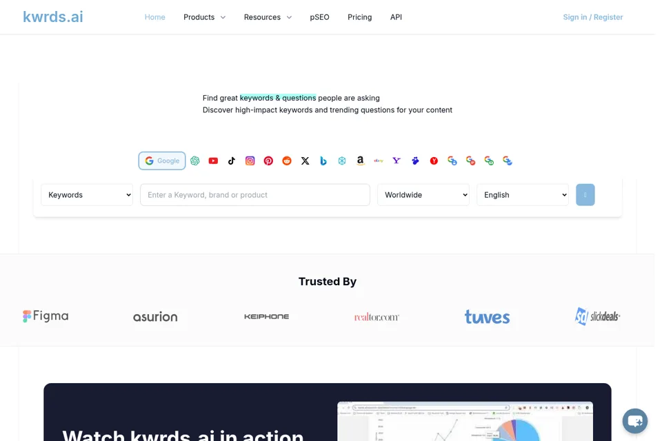 Aperçu de la landing page