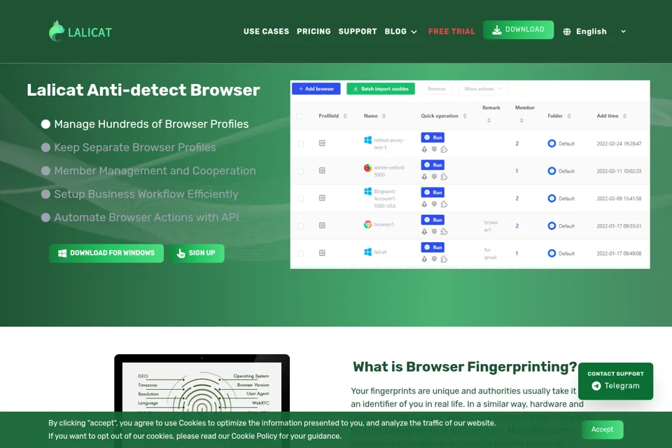Aperçu de la landing page