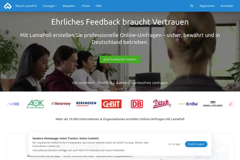 Aperçu de la landing page