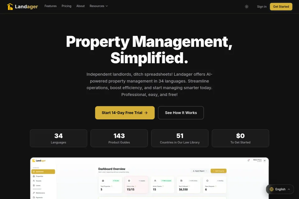 Aperçu de la landing page