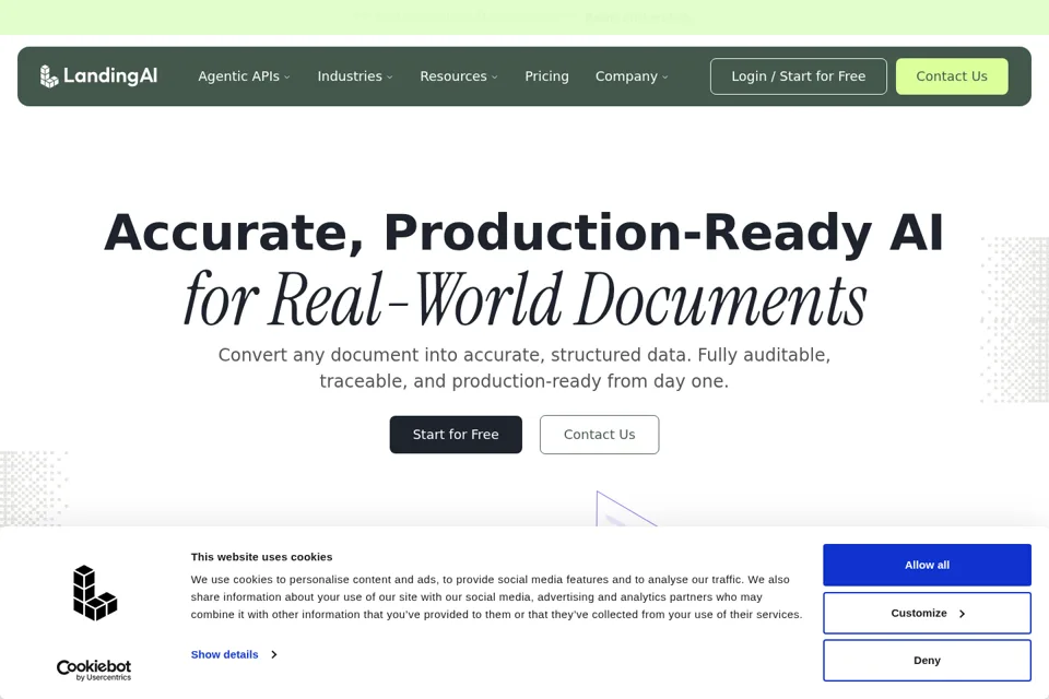 Aperçu de la landing page