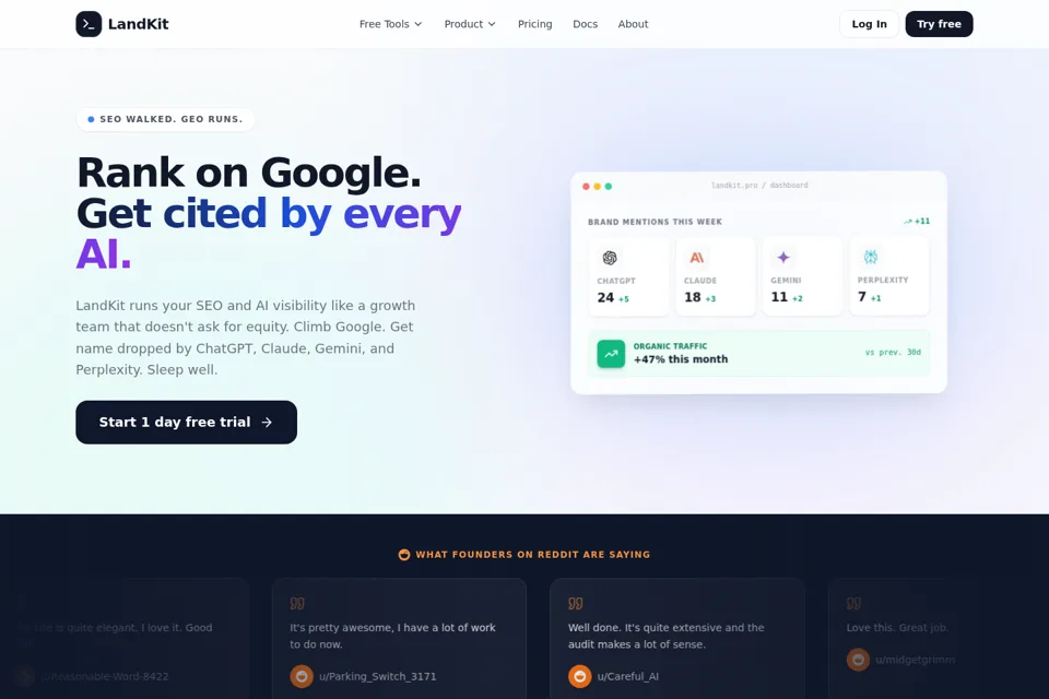 Aperçu de la landing page