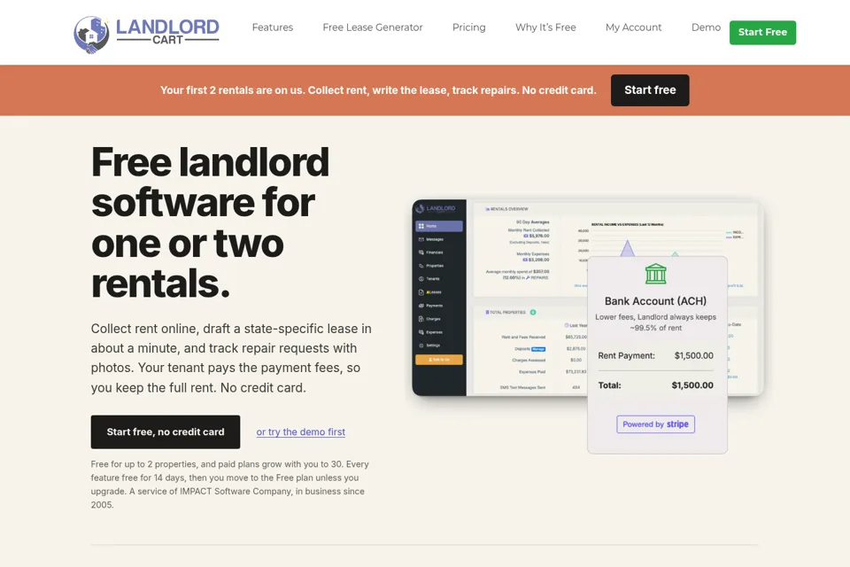 Aperçu de la landing page