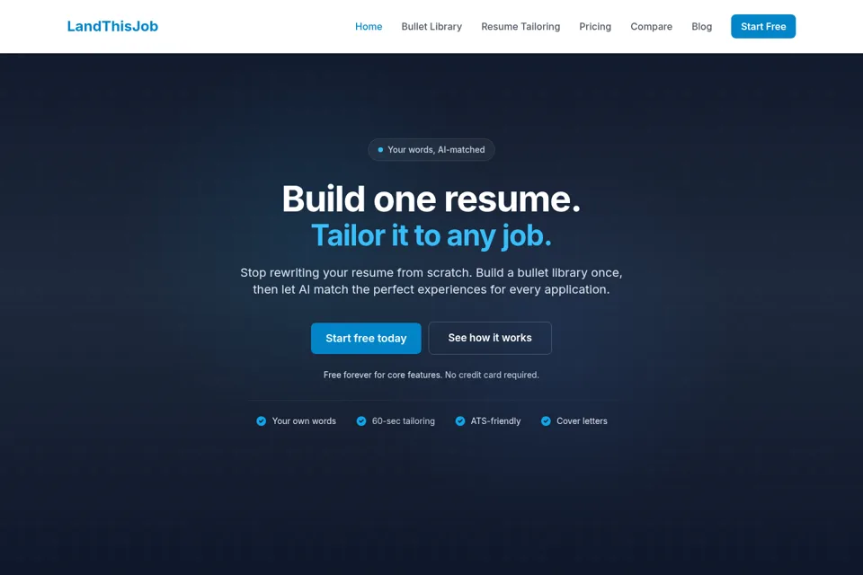 Aperçu de la landing page