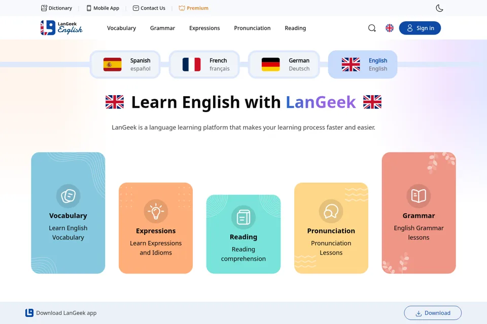 Aperçu de la landing page