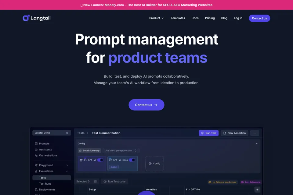 Aperçu de la landing page