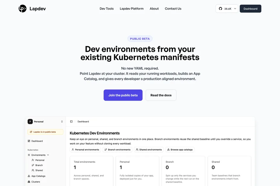Aperçu de la landing page