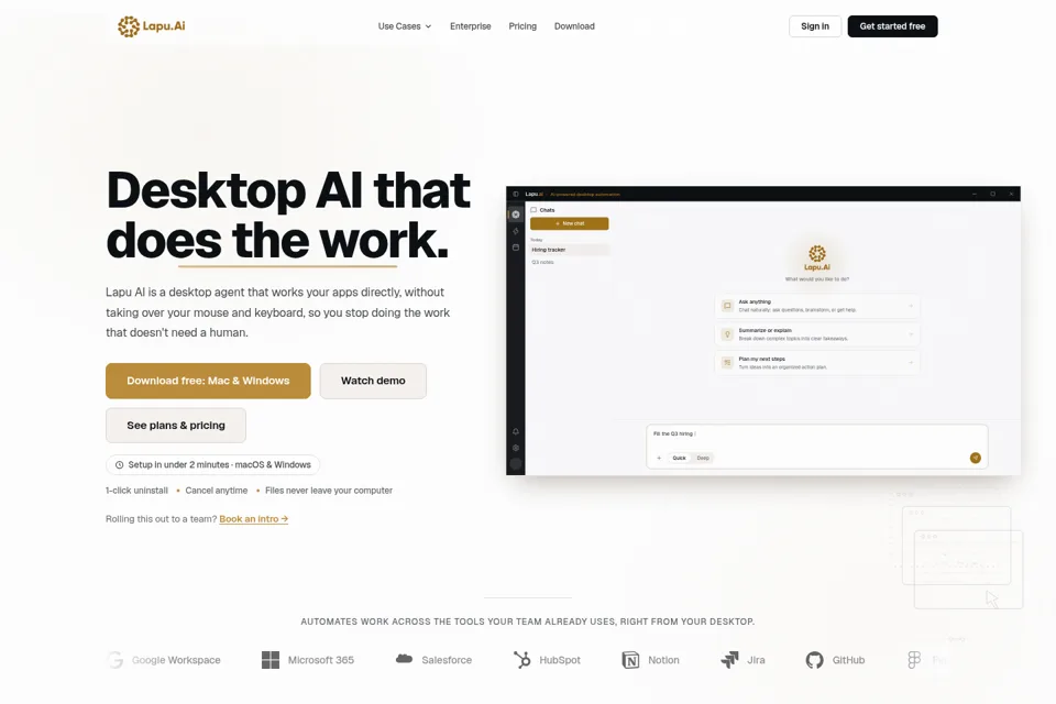 Aperçu de la landing page
