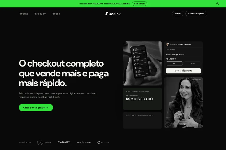 Aperçu de la landing page
