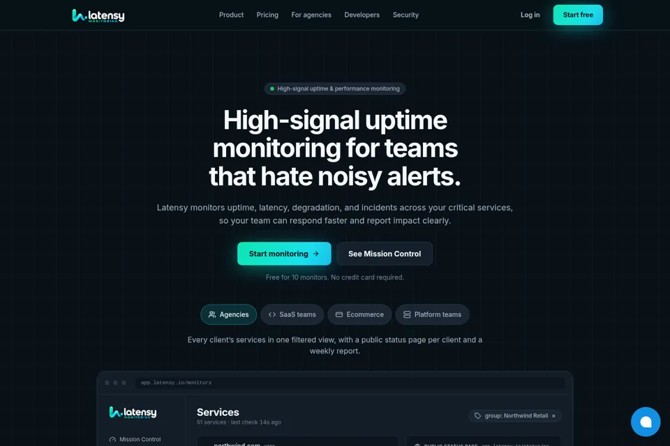 Aperçu de la landing page