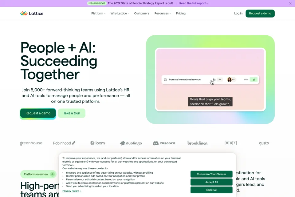 Aperçu de la landing page