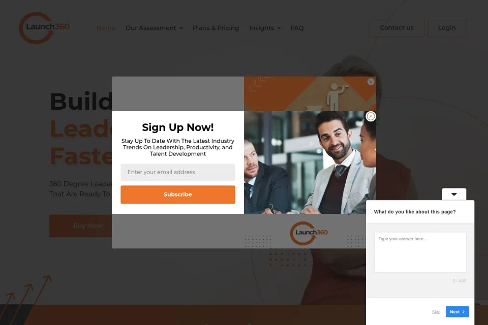 Aperçu de la landing page