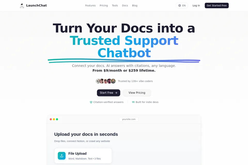 Aperçu de la landing page