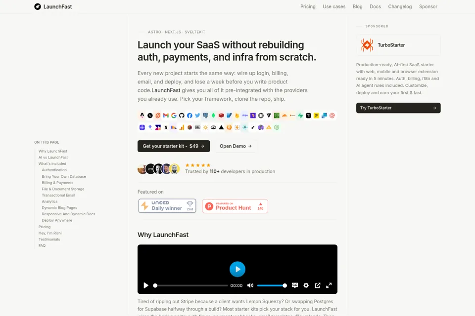 Aperçu de la landing page