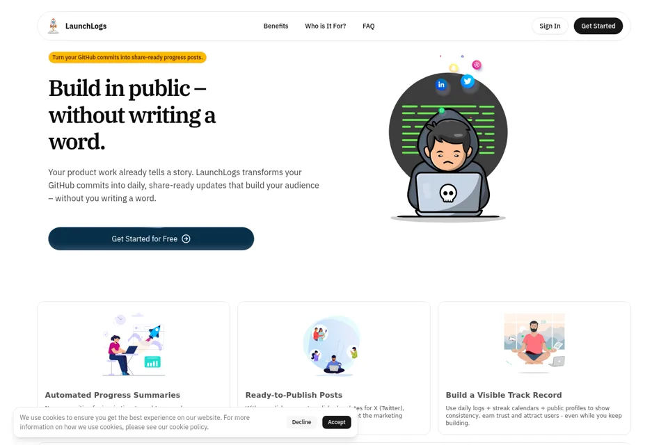 Aperçu de la landing page