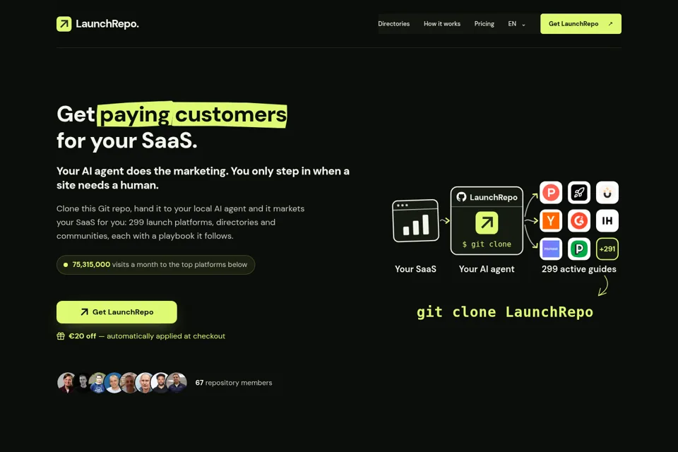 Aperçu de la landing page