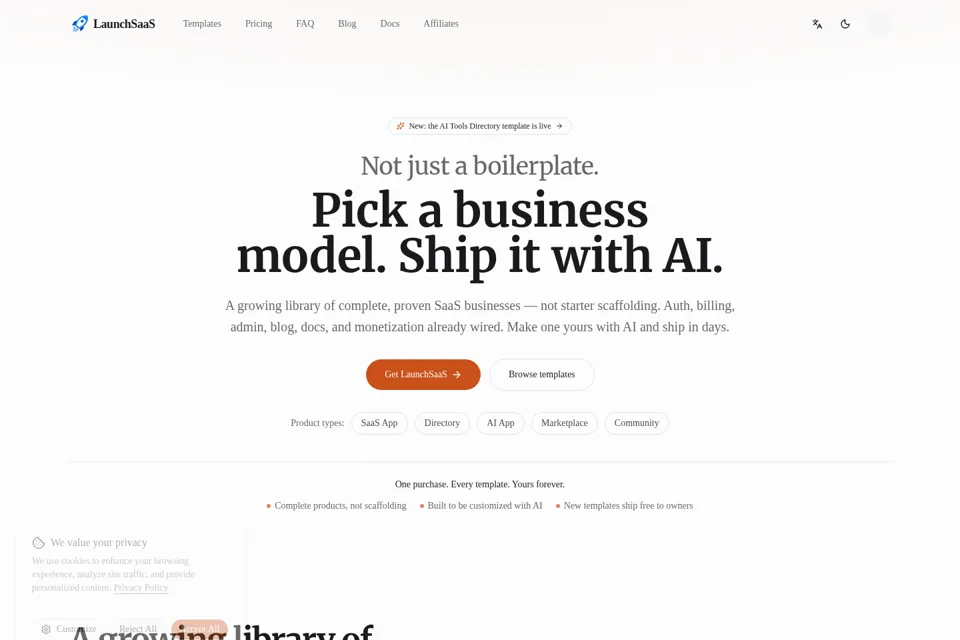 Landing page preview