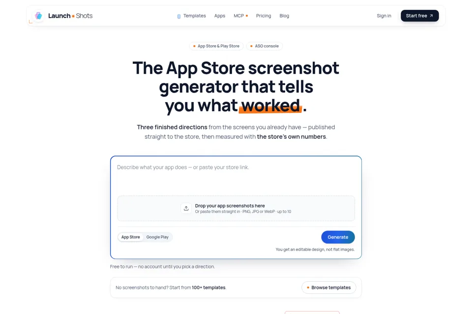 Aperçu de la landing page