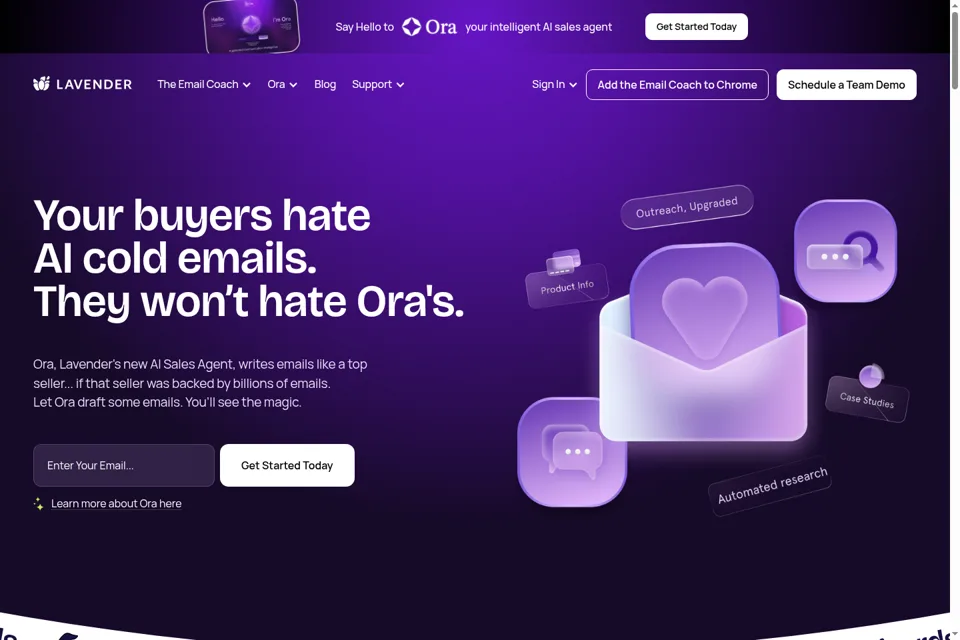 Aperçu de la landing page